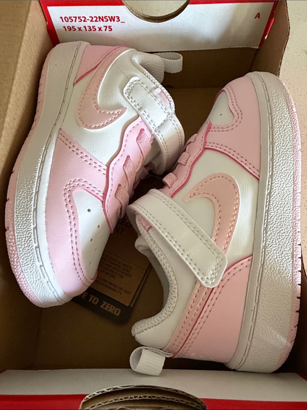 NWT Toddler 7c Nike Court Borough Low Recraft Pink and White Sneakers